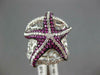 ESTATE LARGE 1.73CT DIAMOND & AAA RUBY 14KT WHITE GOLD LUCKY STARFISH FUN RING