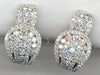 ESTATE 1.24CT DIAMOND 14KT WHITE GOLD FLOWER HORSESHOE CLIP ON HANGING EARRINGS