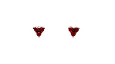 ESTATE .35CT AAA RUBY 18KT WHITE GOLD 3D TRILLION SHAPE TRIANGULAR STUD EARRINGS