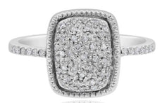 .25CT DIAMOND 14KT WHITE GOLD 3D CLUSTER TEAR DROP FILIGREE RECTANGULAR FUN RING