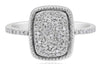.25CT DIAMOND 14KT WHITE GOLD 3D CLUSTER TEAR DROP FILIGREE RECTANGULAR FUN RING