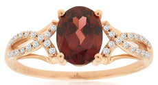 1.54CT DIAMOND & AAA GARNET 14KT ROSE GOLD OVAL & ROUND INFINITY FRIENDSHIP RING