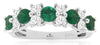 Estate 1.40Ct Diamond & AAA Emerald 14Kt White Gold Round 5 Stone Fun Anniversary Ring