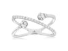 ESTATE .25CT DIAMOND 14KT WHITE GOLD ROUND & BAGUETTE CRISS CROSS SNAKE FUN RING