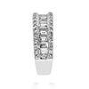 2.09CT DIAMOND 18K WHITE GOLD 3D ROUND & BAGUETTE CLASSIC 3 ROW ANNIVERSARY RING