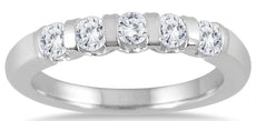 .50CT DIAMOND 14KT WHITE GOLD ROUND FIVE STONE CLASSIC CHANNEL ANNIVERSARY RING
