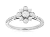 ESTATE .50CT DIAMOND 14KT WHITE GOLD ROUND BEZEL & PRONG FLOWER FRIENDSHIP RING