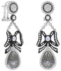 LARGE 5.83CT WHITE & ICE DIAMOND 18K WHITE & BLACK GOLD TEAR DROP LOVE EARRINGS