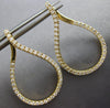 ESTATE 1.25CT DIAMOND 14K YELLOW GOLD 3D TEAR DROP SIDEWAY HOOP HANGING EARRINGS