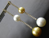 ESTATE LARGE 1.68CT DIAMOND AAA GOLDEN & WHITE SOUTH SEA PEARL 18K YELLOW GOLD EARRINGS