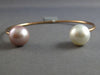 AAA WHITE & PINK SOUTH SEA PEARL 14KT ROSE GOLD 3D FLEXIBLE LOVE BANGLE BRACELET