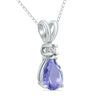 .42CT DIAMOND & AAA TANZANITE 14K WHITE GOLD PEAR SHAPE & ROUND FLOATING PENDANT
