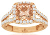 2.02CT DIAMOND & AAA MORGANITE 14KT ROSE GOLD 3D CUSHION & ROUND ENGAGEMENT RING