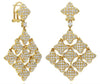 LARGE 5.0CT DIAMOND 14KT YELLOW GOLD 3D MULTI FLOWER SQUARE FUN HANGING EARRINGS