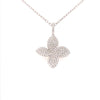 ESTATE .94CT DIAMOND 18KT WHITE GOLD 3D MULTI LEAF FLOWER LOVE FLOATING PENDANT
