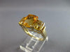 LARGE 8.26CT AAA EF CITRINE 14KT YELLOW GOLD 3D CUSHION 3 STONE FUN RING #27545