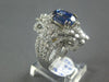 ESTATE LARGE 7CT DIAMOND & AAA SAPPHIRE 18K WHITE GOLD OVAL FLOWER COCKTAIL RING