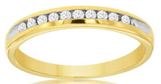 ESTATE .15CT DIAMOND 14KT 2 TONE GOLD 3D ROUND CHANNEL WEDDING ANNIVERSARY RING
