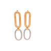 .84CT DIAMOND 18KT 2 TONE GOLD 3D MATTE & SHINY DOUBLE OVAL FUN HANGING EARRINGS