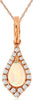 .35CT DIAMOND & AAA OPAL 14KT ROSE GOLD 3D ROUND & PEAR SHAPE TEAR DROP PENDANT