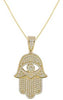 ESTATE 2.41CT DIAMOND 14KT YELLOW GOLD CHAMSA HAMSA LUCKY FUN FLOATING PENDANT