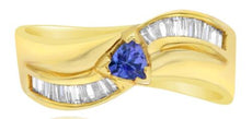 .55CT DIAMOND & AAA TANZANITE 18KT YELLOW GOLD 3D CRISS CROSS INFINITY LOVE RING