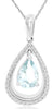 .75CT DIAMOND & AAA AQUAMARINE 14K WHITE GOLD PEAR SHAPE & ROUND CLASSIC PENDANT