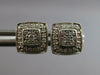 ESTATE .25CT DIAMOND 18KT WHITE GOLD CLUSTER SQUARE HALO FILIGREE STUD EARRINGS
