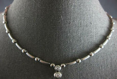 .30CT DIAMOND 14KT WHITE GOLD 3D SOLITAIRE 2 STONE MATTE & SHINY LOVE NECKLACE