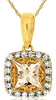 .96CT DIAMOND & AAA MORGANITE 14KT YELLOW GOLD CUSHION & ROUND FLOATING PENDANT