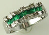 1.05CT DIAMOND & AAA EMERALD 14K WHITE GOLD BAGUETTE & PRINCESS ANNIVERSARY RING