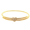.24CT DIAMOND 18KT YELLOW GOLD 3D HEART SHAPE CRISS CROSS CUFF BANGLE BRACELET
