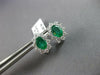 1.96CT DIAMOND & AAA EMERALD 18K WHITE GOLD OVAL FLOWER CLIP ON HANGING EARRINGS