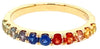.76CT AAA MULTI COLOR SAPPHIRE 18KT YELLOW GOLD SEMI ETERNITY ANNIVERSARY RING