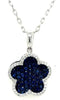 ESTATE .97CT DIAMOND & AAA SAPPHIRE 18KT WHITE GOLD FLOWER FUN FLOATING PENDANT