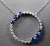 ESTATE .56CT DIAMOND & AAA SAPPHIRE 18KT WHITE GOLD CIRCLE OF LIFE LOVE NECKLACE