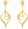 ESTATE .36CT DIAMOND 14KT YELLOW GOLD 3D MULTI LEAF TEAR DROP HANGING EARRINGS