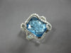 ESTATE LARGE 6.58CT DIAMOND & AAA BLUE TOPAZ 14KT WHITE GOLD 3D SQUARE FUN RING
