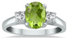 2.0CT DIAMOND & AAA PERIDOT 14KT WHITE GOLD OVAL & ROUND 3 STONE FRIENDSHIP RING