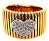 ESTATE .34CT DIAMOND 18KT WHITE AND YELLOW GOLD 3D CLASSIC HEART COBRA LOVE RING