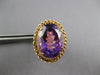ANTIQUE LARGE 12.6CT AAA AMETHYST 14KT ROSE GOLD 3D OVAL SOLITAIRE RING 27184