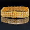 LARGE 27.13CT FANCY YELLOW DIAMOND 18K YELLOW GOLD PRINCESS CUFF TENNIS BRACELET