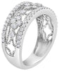 .80CT DIAMOND 14KT WHITE GOLD ROUND MULTI FLOWER OPEN FILIGREE ANNIVERSARY RING