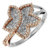 ESTATE .80CT DIAMOND 14KT WHITE & ROSE GOLD 3D CLASSIC FLOWER STAR LOVE RING