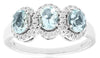 1.06CT DIAMOND & AAA AQUAMARINE 14K WHITE GOLD 3D OVAL & ROUND 3 STONE HALO RING