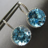 EXTRA LARGE 15.33CT DIAMOND & AAA BLUE TOPAZ 14KT WHITE GOLD LEVERBACK EARRINGS