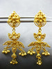 ANTIQUE 22KT YELLOW GOLD HANDCRAFTED FLOWER FILIGREE CHANDELIER HANGING EARRINGS