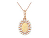 .89CT DIAMOND & AAA OPAL 14K ROSE GOLD OVAL & ROUND DOUBLE HALO FLOATING PENDANT