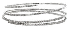 2.85CT DIAMOND 14KT WHITE GOLD 3D MULTI ROW CRISS CROSS FLEXIBLE BANGLE BRACELET