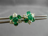 ESTATE 2.0CT DIAMOND & EMERALD 14KT YELLOW GOLD 3D FLOWER CLUSTER EARRINGS 24555